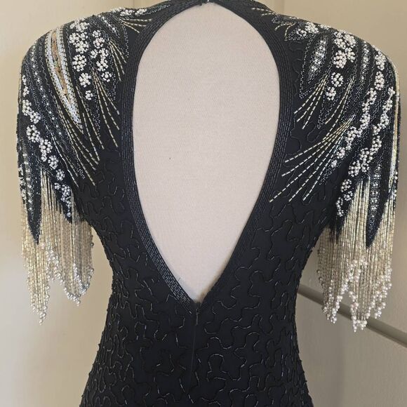 AJ Bari 80s Vintage Blk Sequin Sheath, Knee Length,  Never Worn, Gorgeous , Sz.6 - Picture 10 of 12